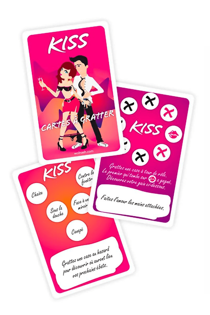 Cartes à gratter érotique pour soirée en couple coquine Kiss - Wolnash