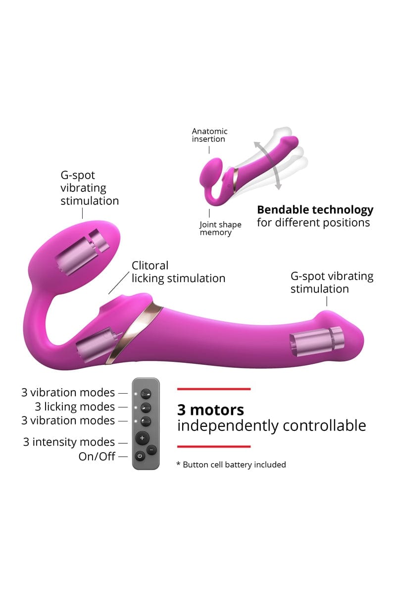 Copie de Gode ceinture anatomique vibrant Multi Orgasm Fuchsia L - Strap-on-me