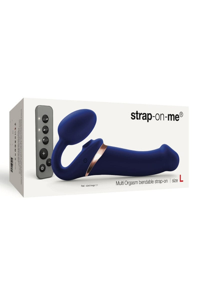 Gode ceinture anatomique vibrant Multi Orgasm bleu nuit L - Strap-on-me