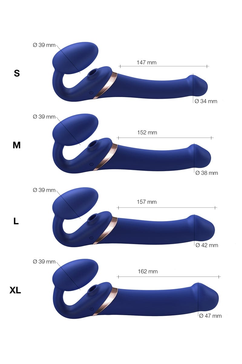 Gode ceinture anatomique vibrant Multi Orgasm bleu nuit L - Strap-on-me