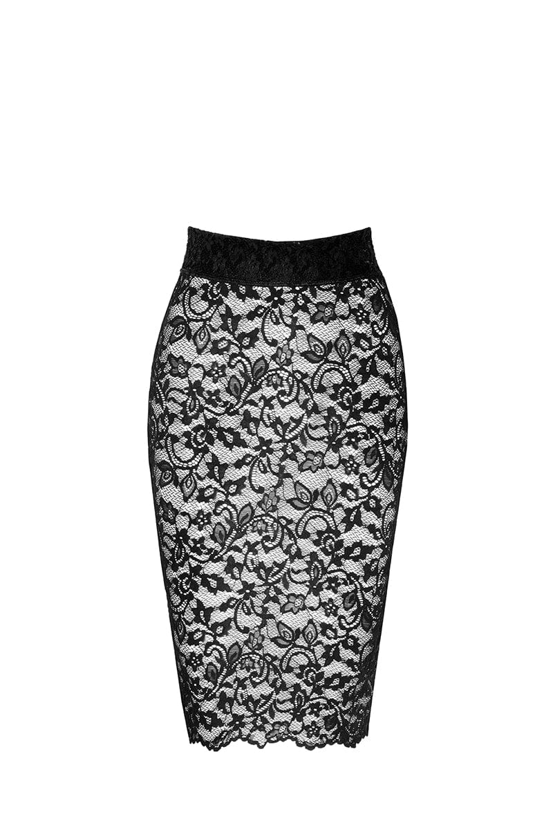Jupe lacée Ambivalence F302 dentelle - Noir Handmade