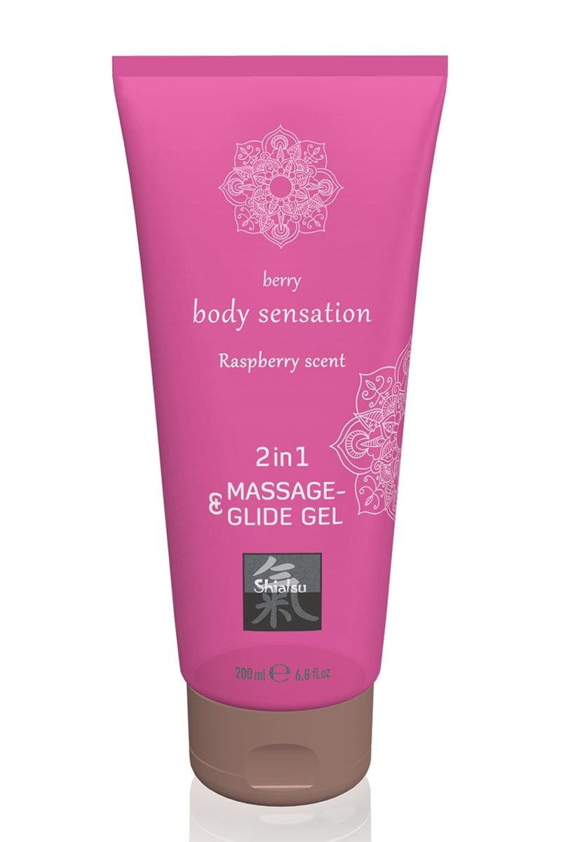 Lubrifiant et gel de massage parfum Framboise à base d'eau 200 ml - Shiatsu