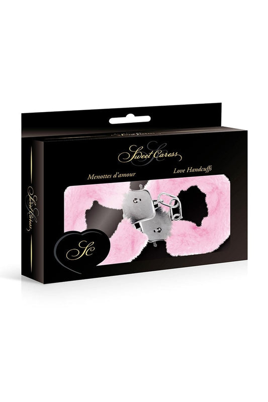 Menottes glamour de poignets fausse fourure rose + 2 clés - Sweet Caress