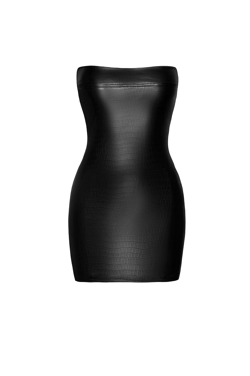 Mini robe bustier Wild F317 wetlook effet croco - Noir Handmade