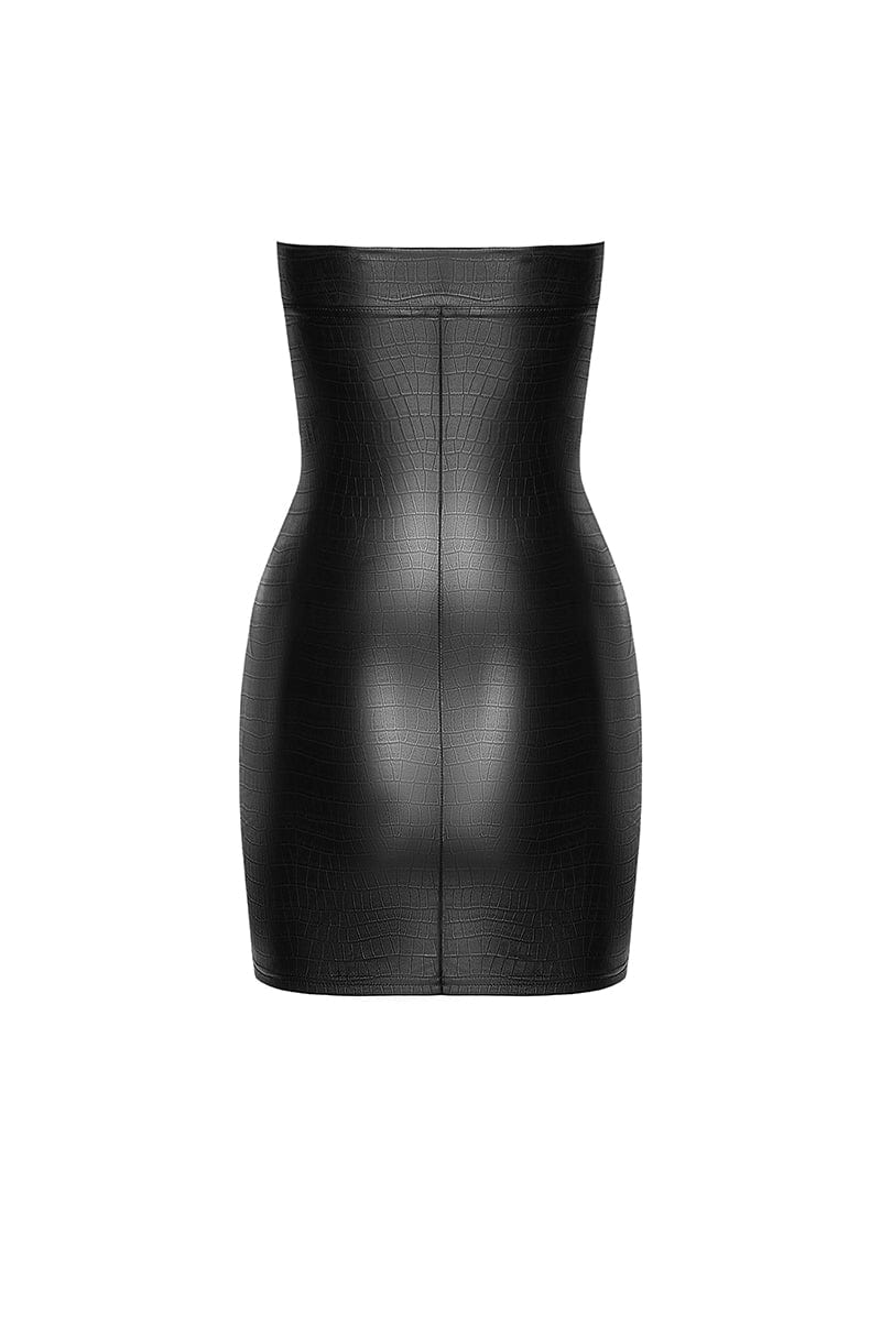 Mini robe bustier Wild F317 wetlook effet croco - Noir Handmade