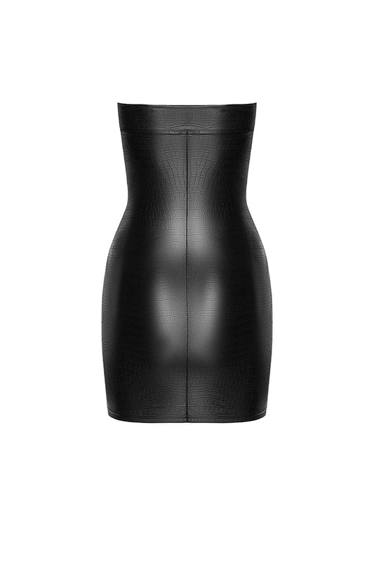 Mini robe bustier Wild F317 wetlook effet croco - Noir Handmade