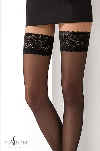 Paire de bas sexy autofixants jarretière dentelle ST003 Noir - Passion