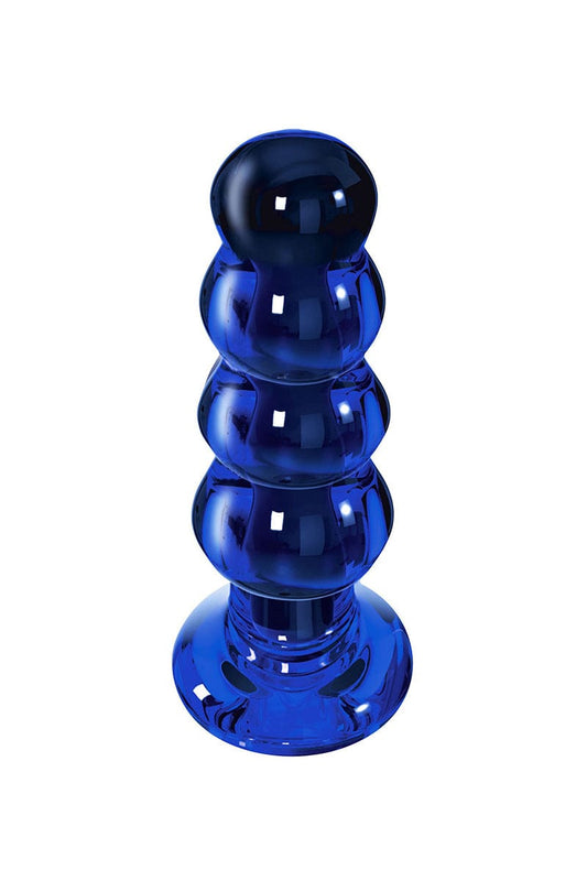 Plug anal vibrant en verre The Radiant bleu - ToyJoy