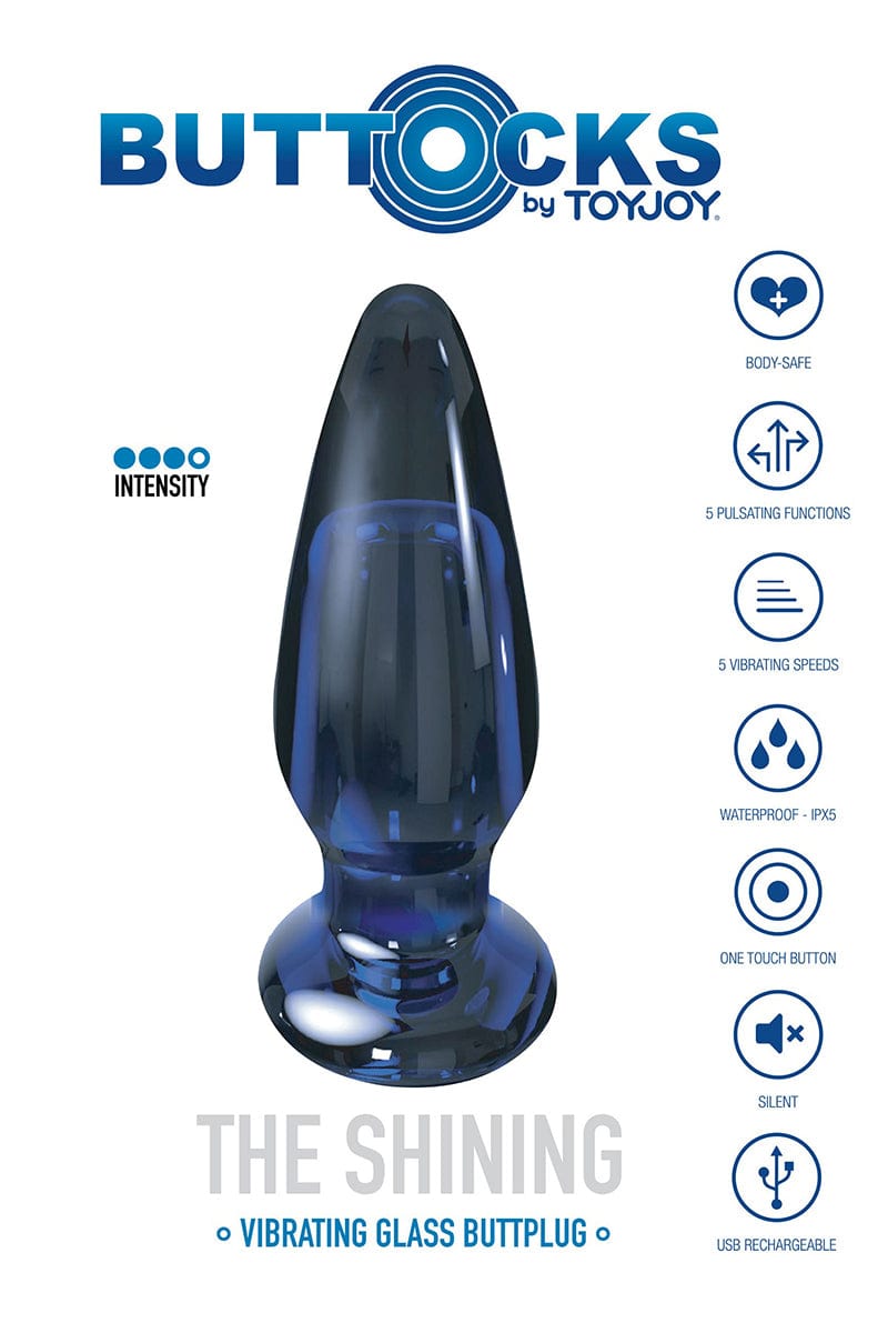 Plug anal vibrant en verre The Shining bleu - ToyJoy