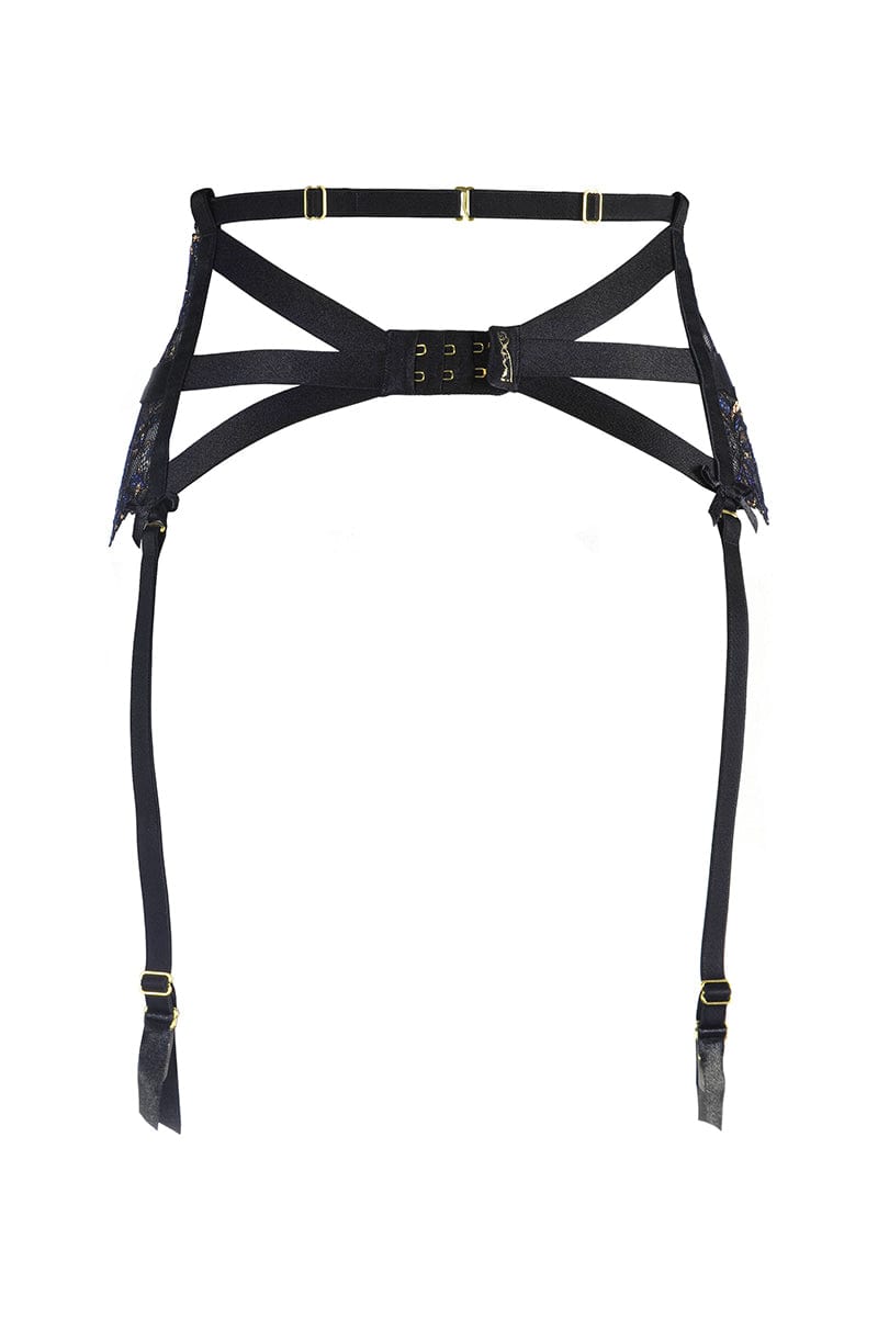 Porte-jarretelles tulle et broderies Noir V-10362 - Axami