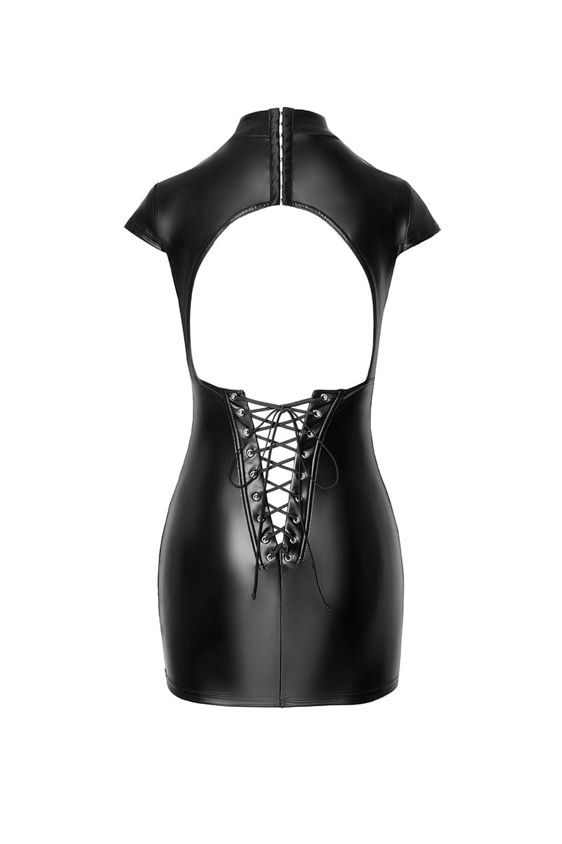 Robe dos lacé en wetlook noir Fantasy F309 - Noir Handmade
