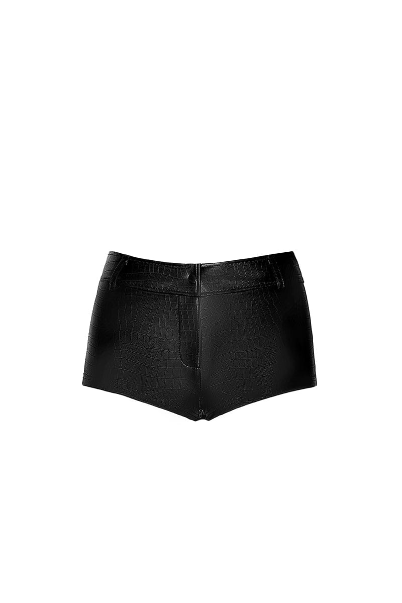 Short échancré ouvert F318 wetlook effet croco - Noir Handmade