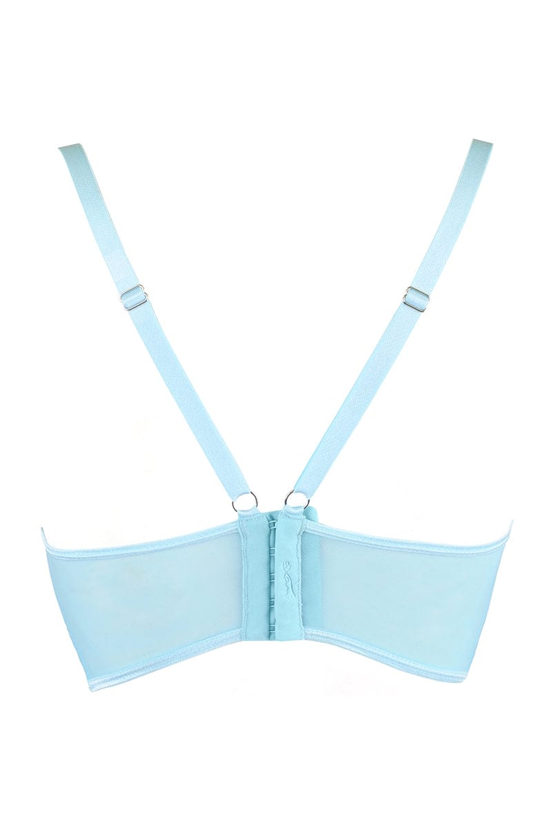 Soutien-gorge en dentelle brodée bleu V-10121 - Axami