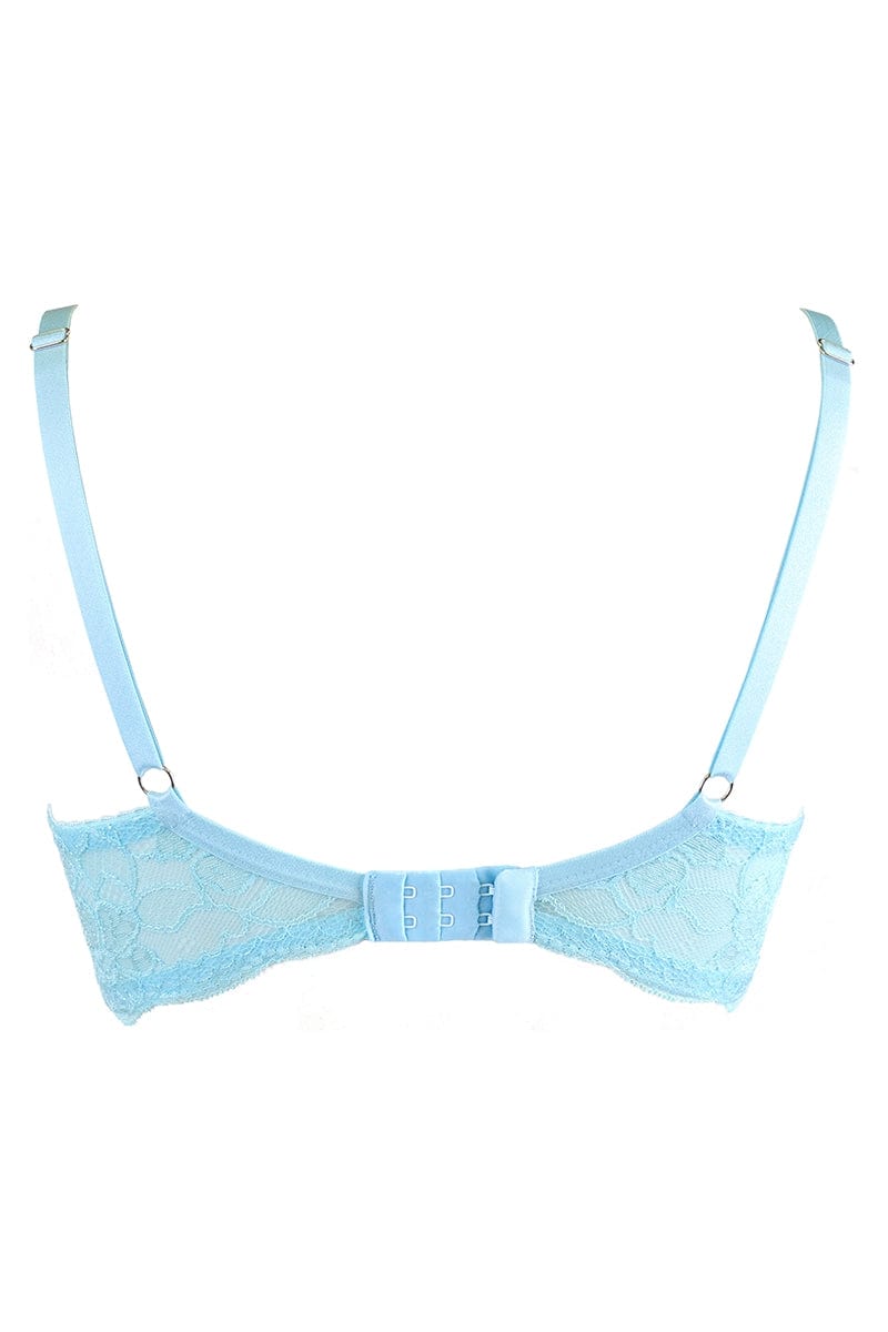 Soutien-gorge en dentelle brodée bleu V-10131 - Axami
