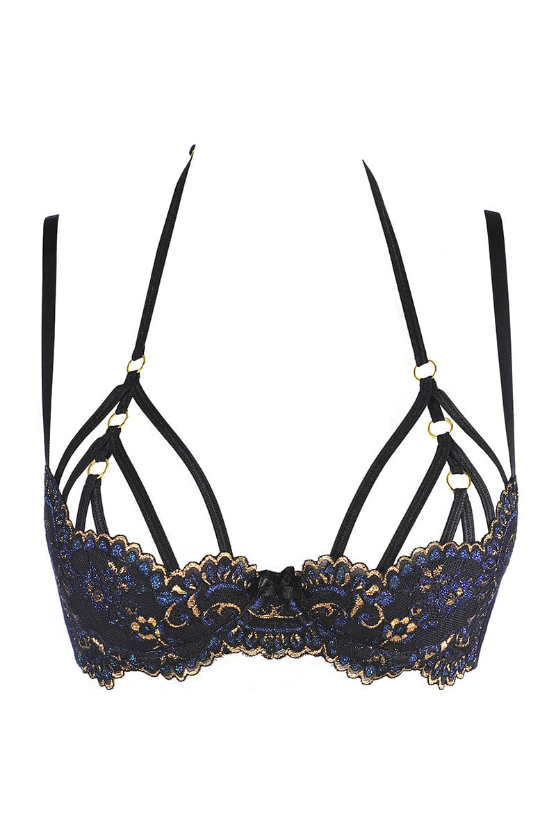 Soutien-gorge en tulle et broderies Noir V-10361 - Axami