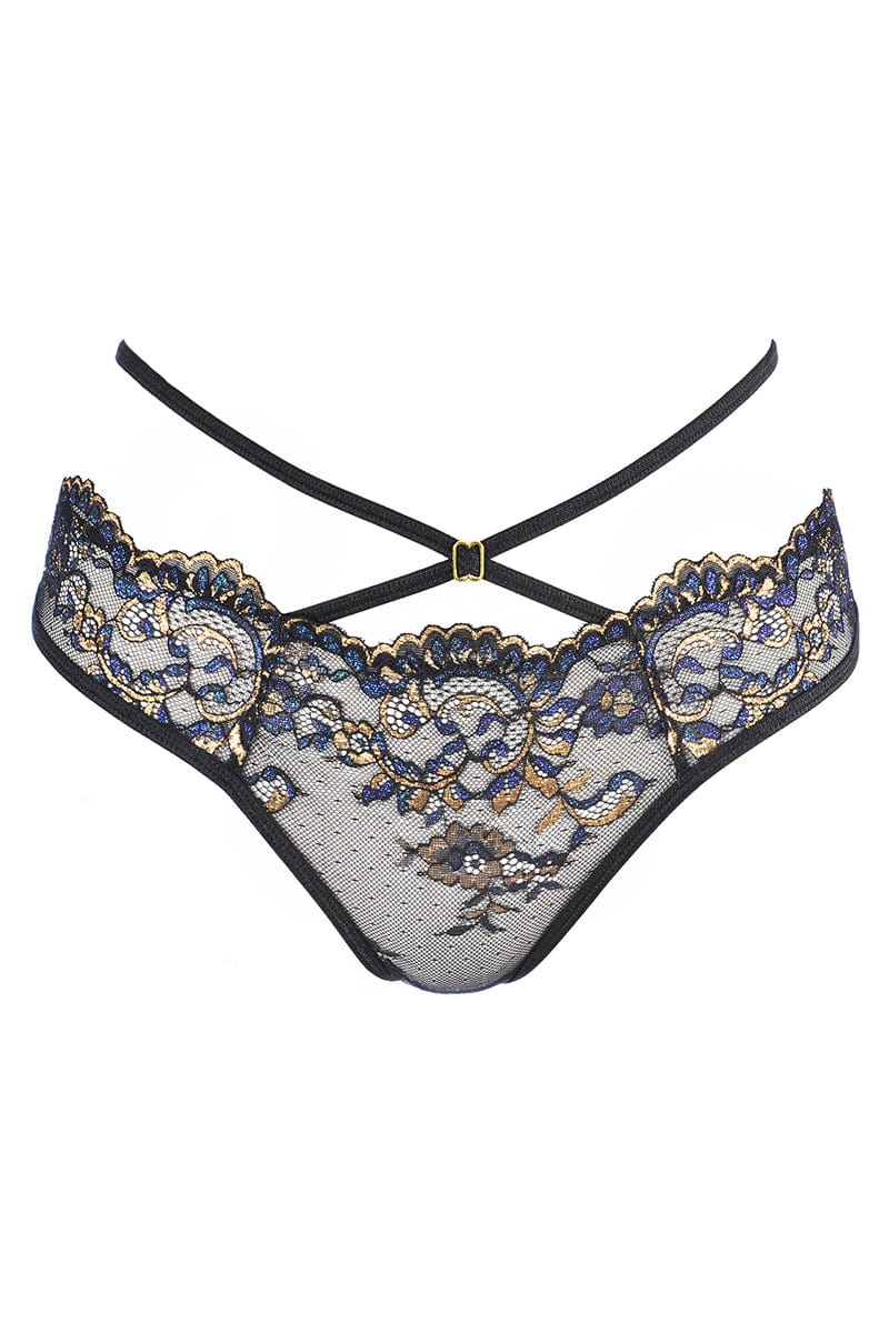 String en tulle et broderies Noir V-10368 - Axami