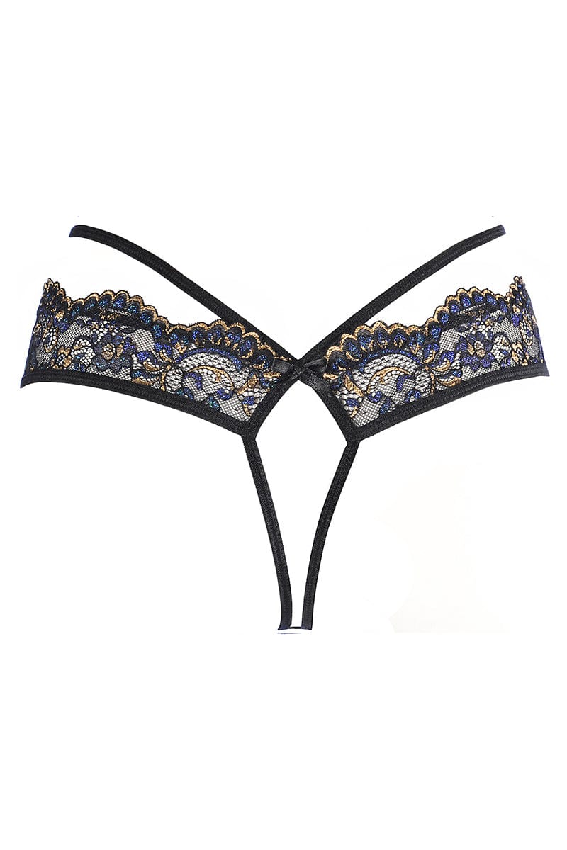 String en tulle et broderies Noir V-10368 - Axami