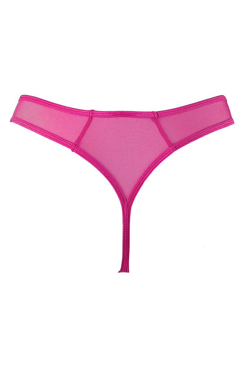 String en tulle et broderies rose V-10258 - Axami