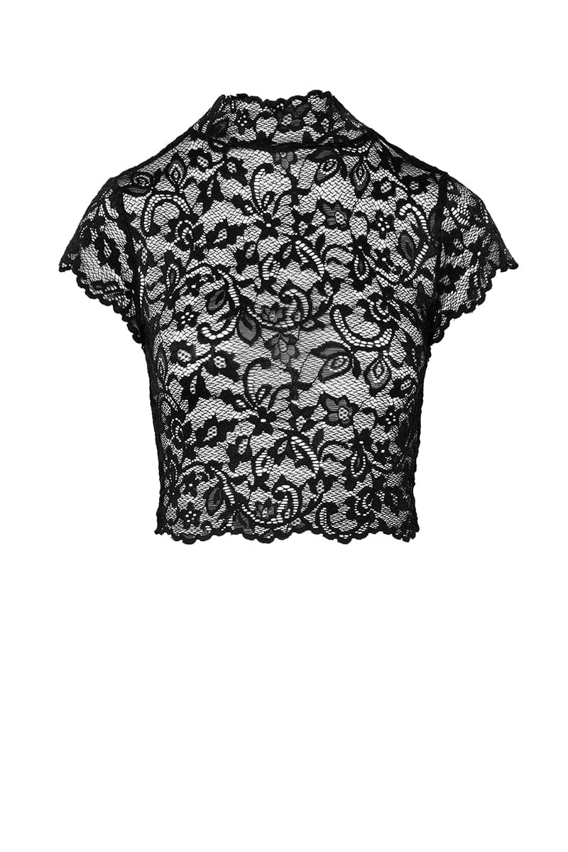 Top court en dentelle noire Essence F303 - Noir Handmade
