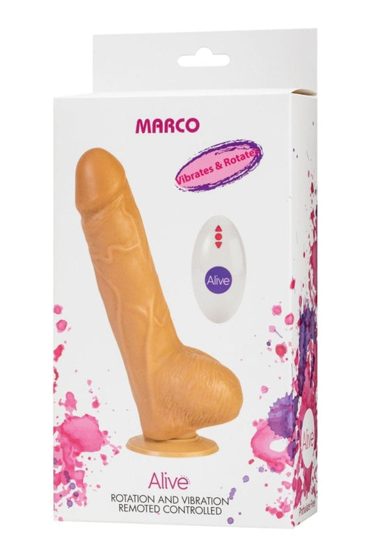 Vibromasseur réaliste Marco 19 cm + télécommande à vibrations - Alive