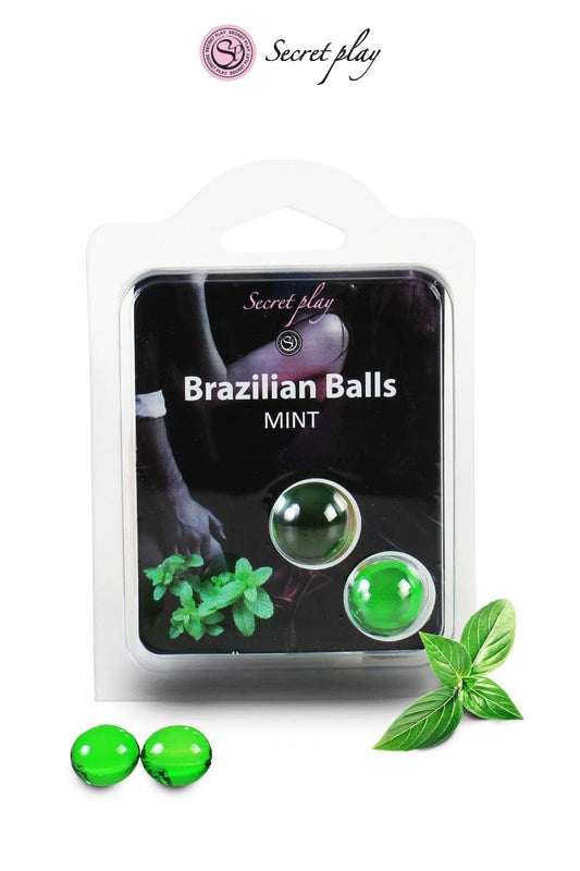 2 balles brésiliennes à base d'huile lubrifiant parfumé menthe - Secret play