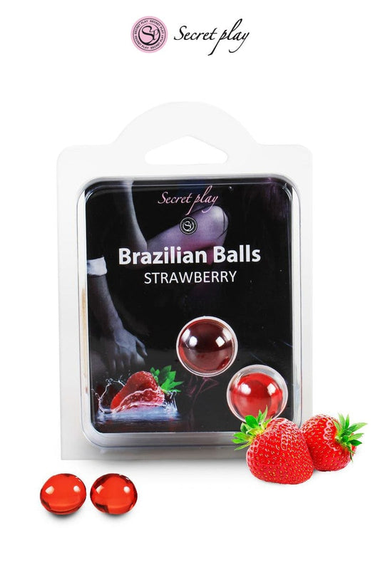 2 Brazilian Balls à base d'huile lubrifiant parfumé fraise - Secret play