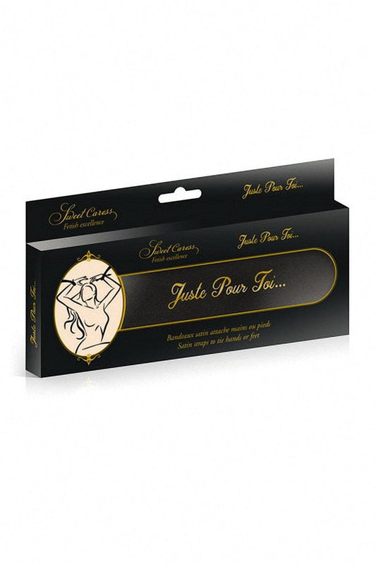 2 liens BDSM satin noir pour jeux d’attaches en couple - Sweet Caress