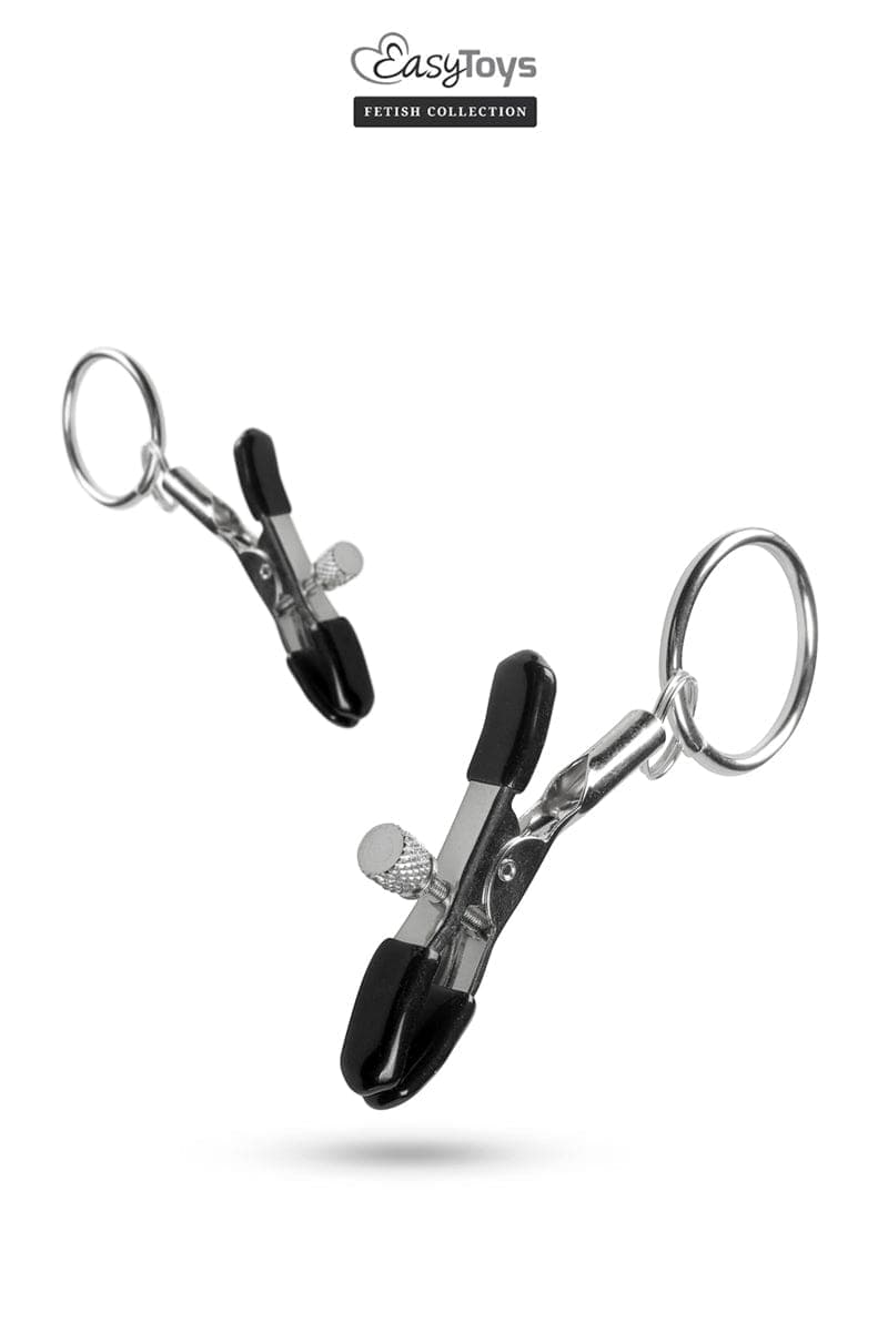 2 pinces à tétons avec anneau métal jeu bdsm domination sm - Easytoys