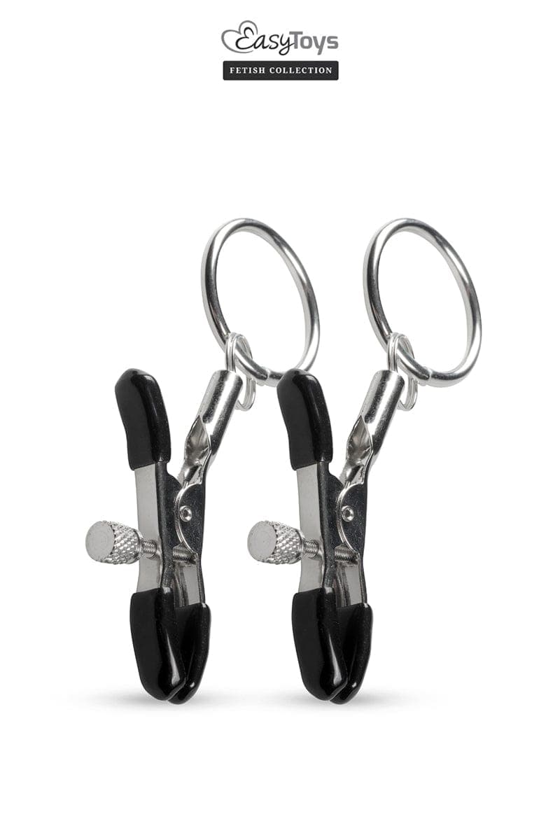 2 pinces à tétons avec anneau métal jeu bdsm domination sm - Easytoys