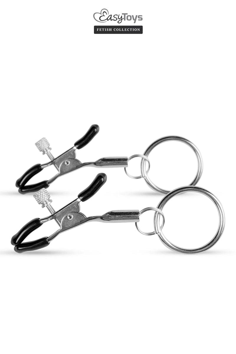2 pinces à tétons avec anneau métal jeu bdsm domination sm - Easytoys