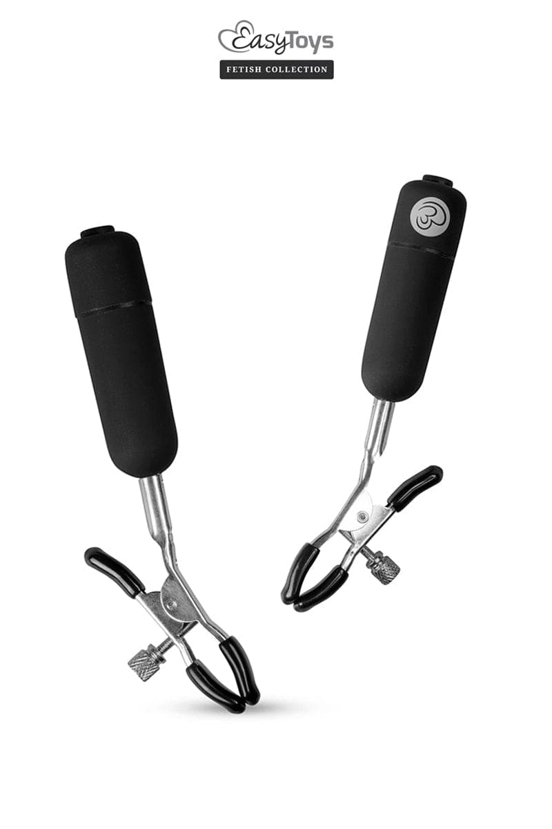 2 pinces à tétons vibrantes en métal et pvc 10 vitesses accessoire sm - Easytoys