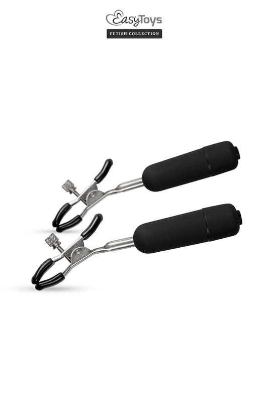 2 pinces à tétons vibrantes en métal et pvc 10 vitesses accessoire sm - Easytoys