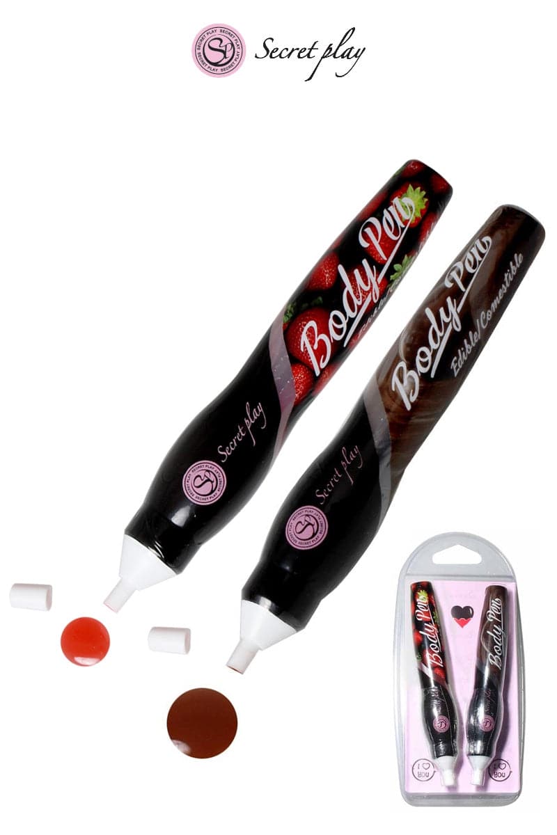 2 stylos comestibles Fraise et Chocolat - Secret Play