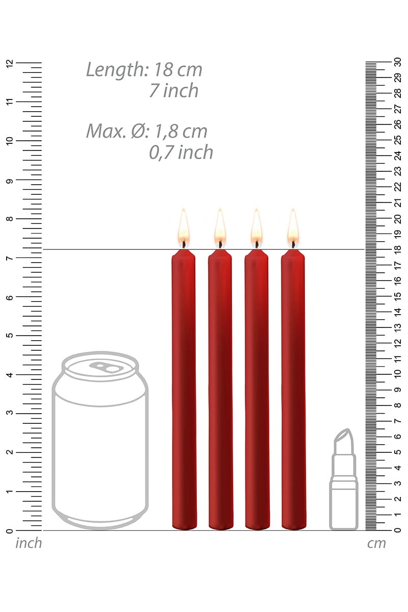 4 bougies bdsm basse températures rouge Large pour jeux SM - Ouch!