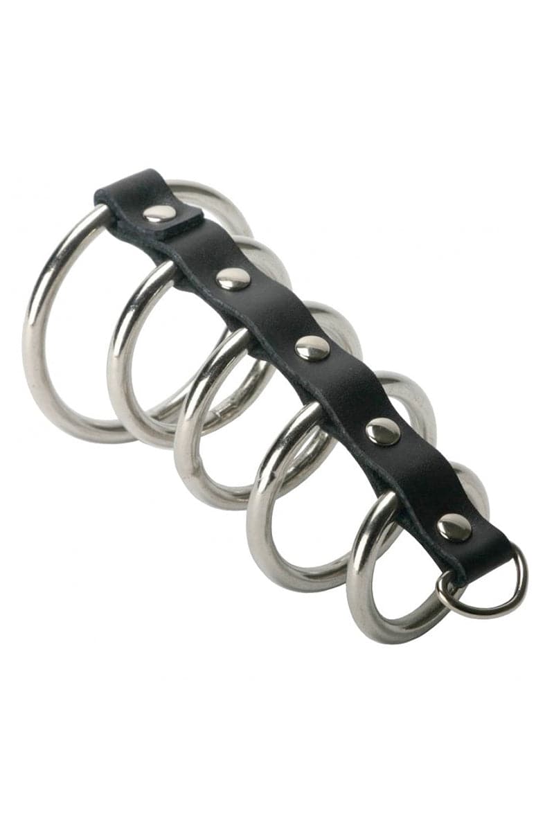 5 anneaux de chasteté en acier inoxydable contrainte à penis 11,4cm- Gates of hell