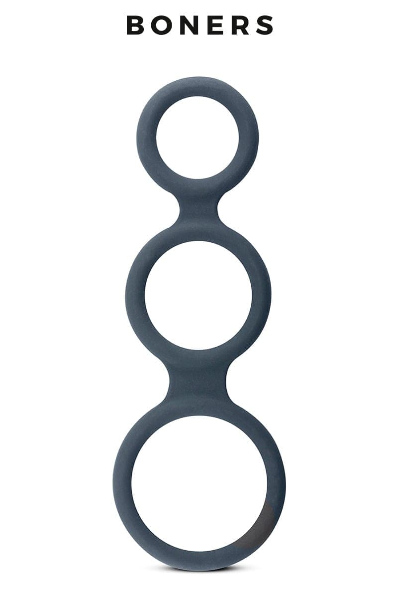 Anneau à pénis triple cockring en silicone extensible 3, 4, 5cm - Boners