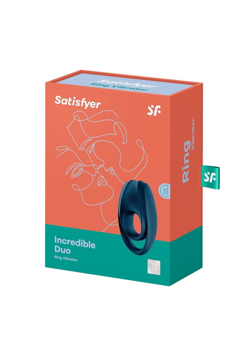 Anneau à penis vibrant double stimulation pour couple Cockring Incredible duo - Satisfyer