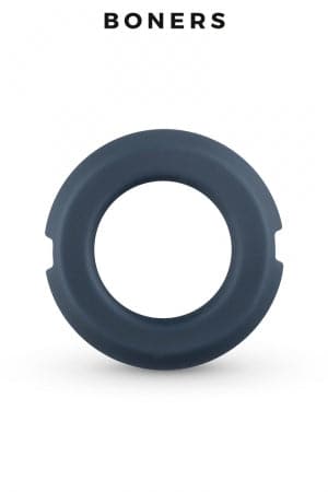 Anneau pénien hybride en silicone doux extensible et acier au carbone - Boners