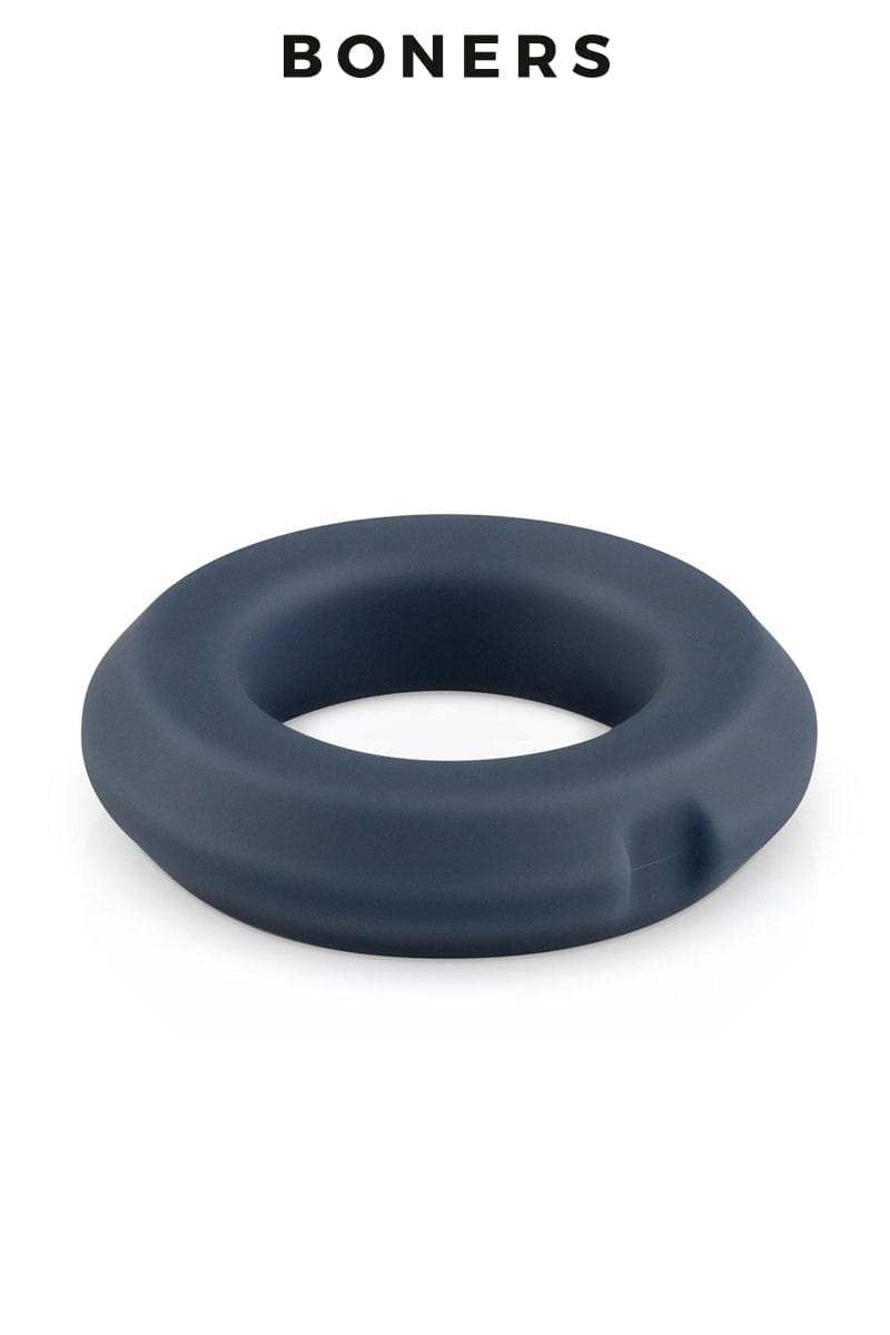Anneau pénien hybride en silicone doux extensible et acier au carbone - Boners