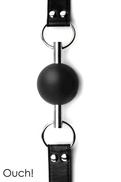 Bâillon avec balle en caoutchouc noir Solid Ball Gag SM - Ouch!