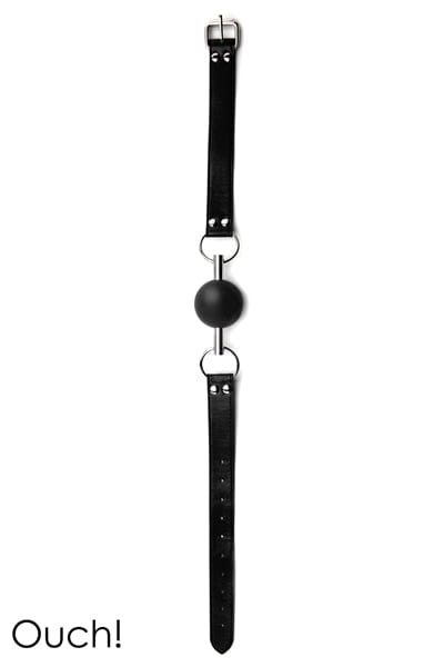 Bâillon avec balle en caoutchouc noir Solid Ball Gag SM - Ouch!