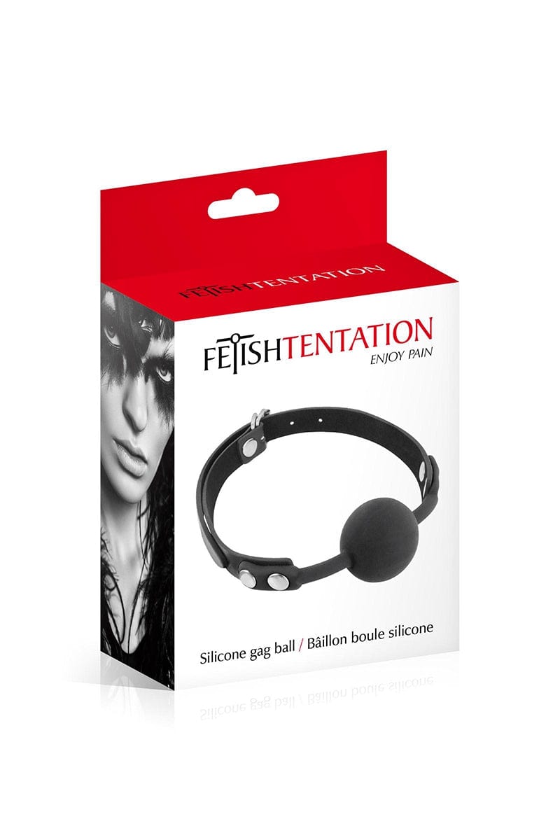 Baillon boule noir 4 cm en silicone taille réglable - Fetish Tentation
