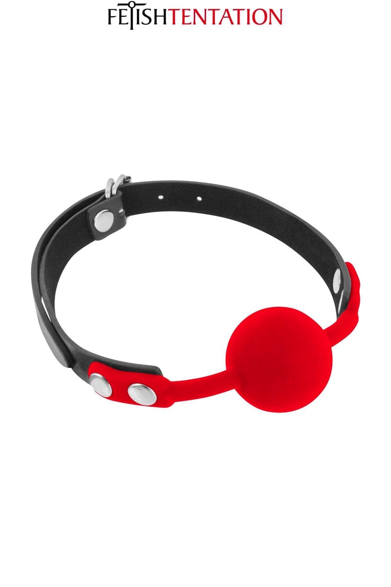 Baillon boule rouge en silicone 4 cm réglable - Fetish Tentation
