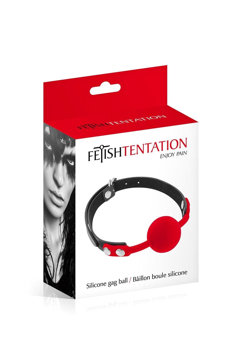 Baillon boule rouge en silicone 4 cm réglable - Fetish Tentation