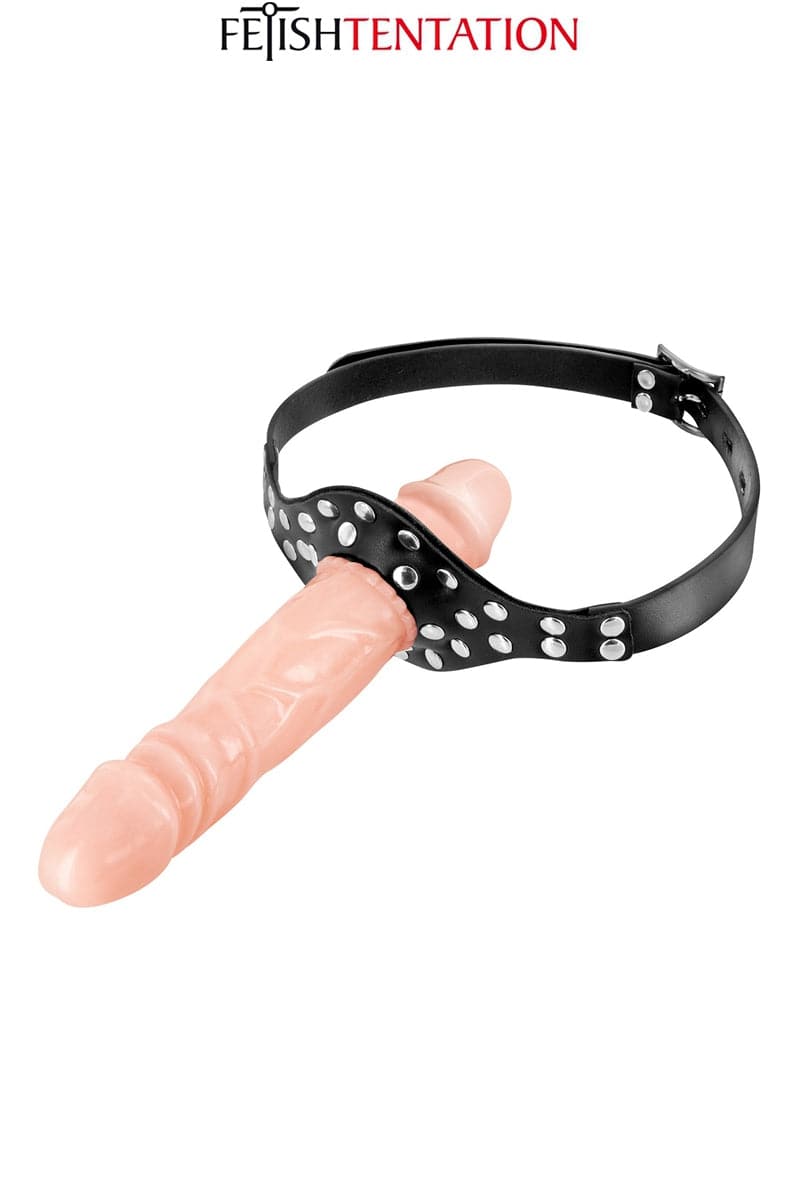 Baillon double gode interne et externe 5 cm et 13 cm - Fetish Tentation