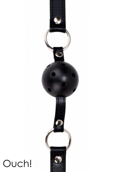 Bâillon en cuir avec balle noir en plastique Gag Ball BDSM - Ouch!
