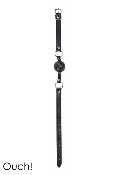 Bâillon en cuir avec balle noir en plastique Gag Ball BDSM - Ouch!