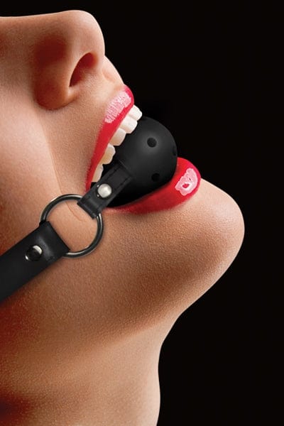 Bâillon en cuir avec balle noir en plastique Gag Ball BDSM - Ouch!