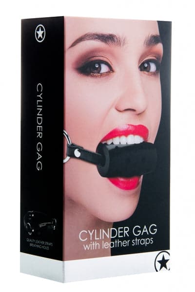 Bâillon en cuir avec mors en plastique dur Cylinder Gag - Ouch!