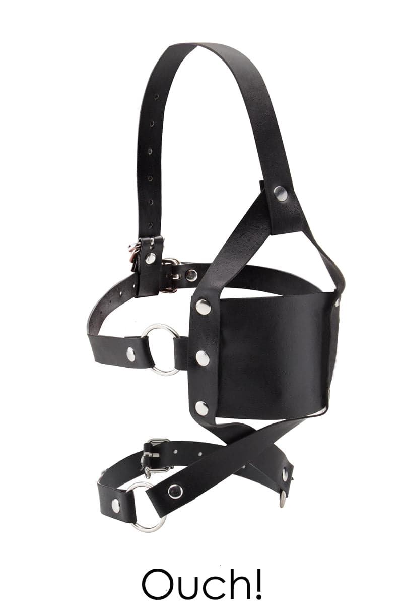 Baillon en cuir tour de tête réglableLeather Mouth Gag - Ouch!
